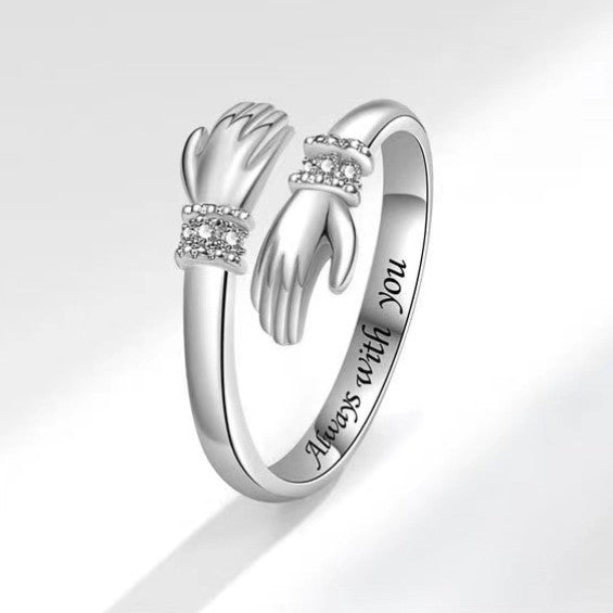 Hug Diamond-studded Ring With Both Hands