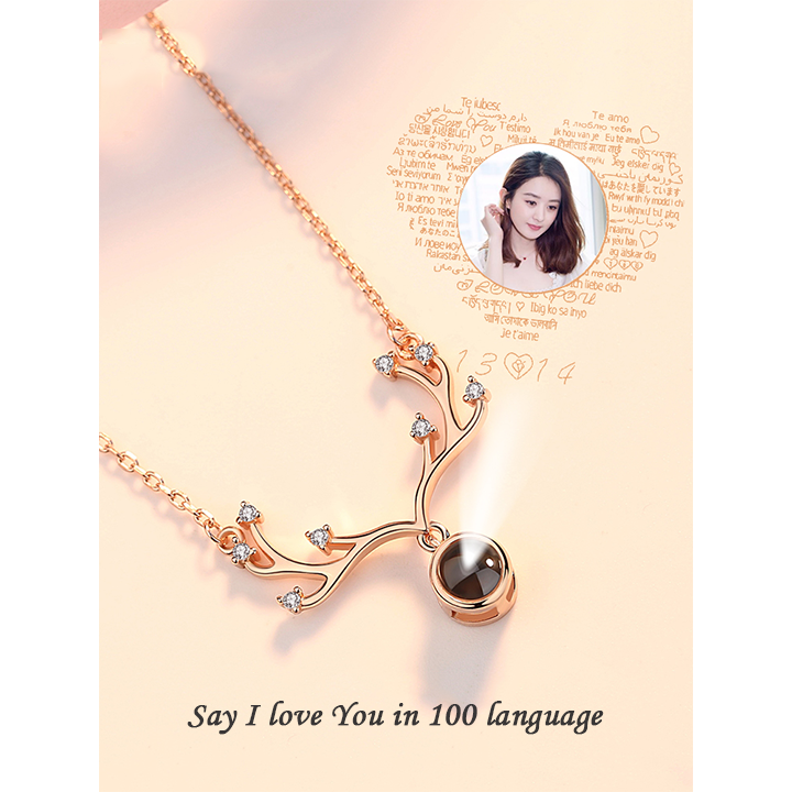 Customizable Love Projection Crystal Pendant Necklace