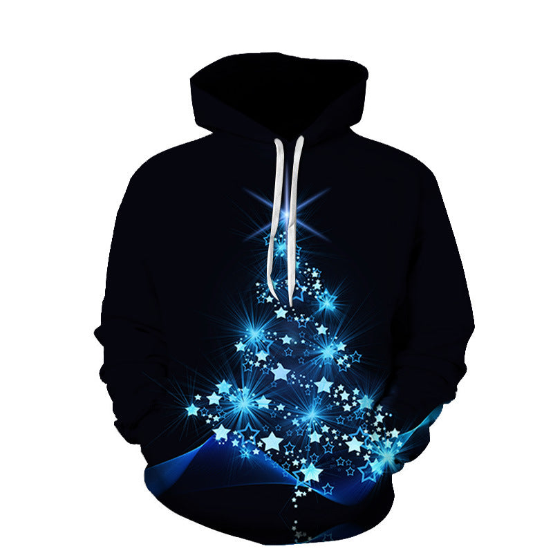 Men's And Women's Fashion Christmas Digital Printed Hood Sweater