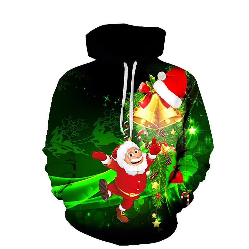 Men's And Women's Fashion Christmas Digital Printed Hood Sweater