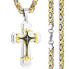 Mens Stylish Trinity Cross Necklace in Titanium Steel