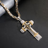 Mens Stylish Trinity Cross Necklace in Titanium Steel