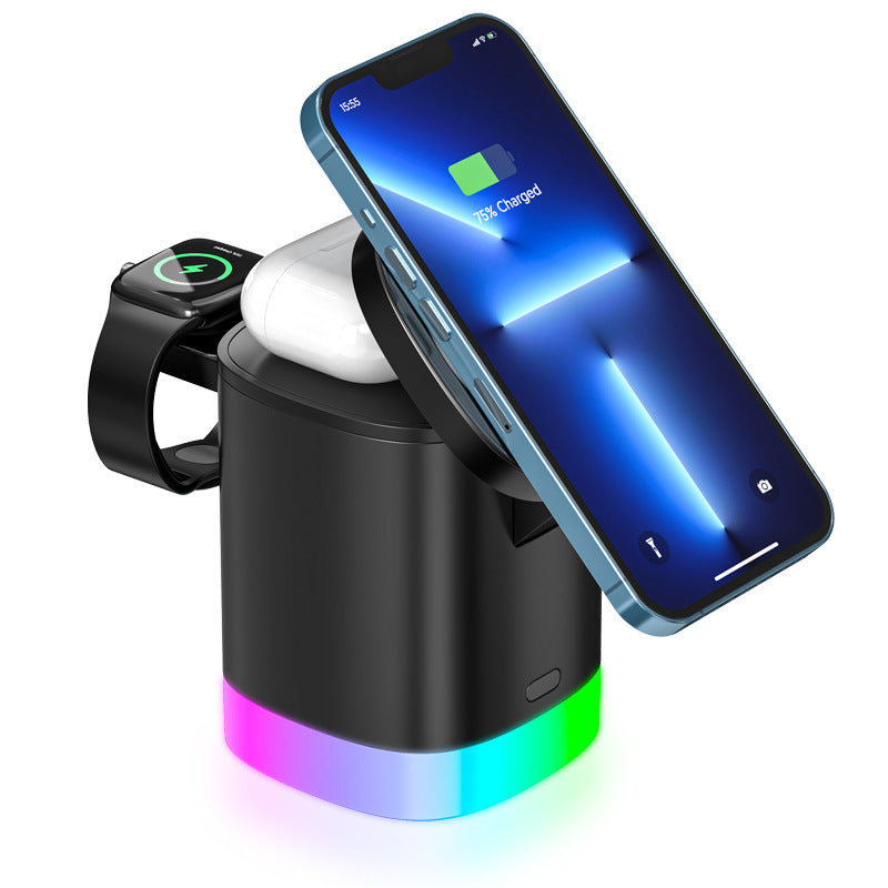 Magnetic 3-in-1 Charging Cube with RGB Ambient Light
