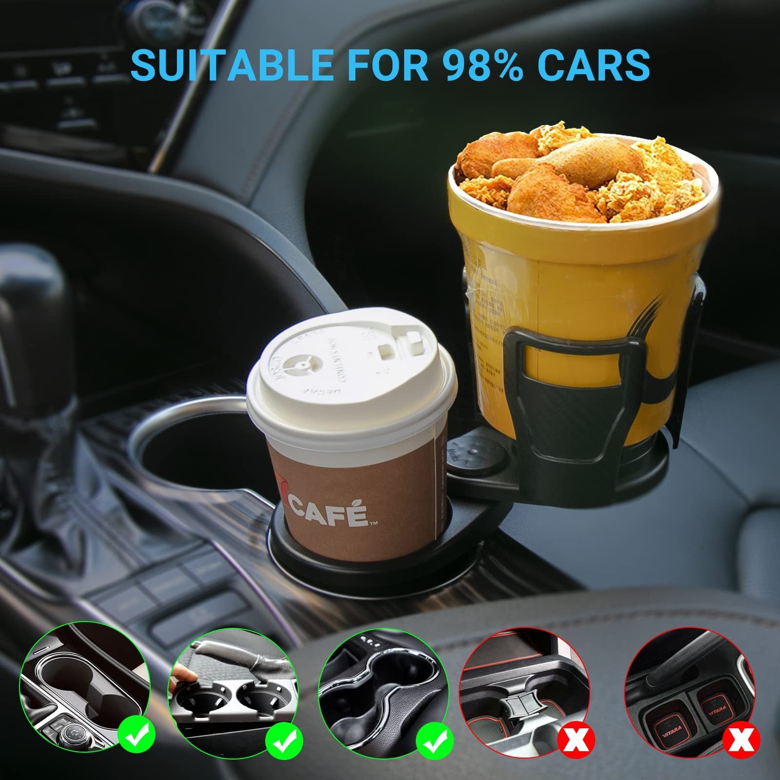 2-in-1 360° Rotatable Car Cup Holder & Organiser