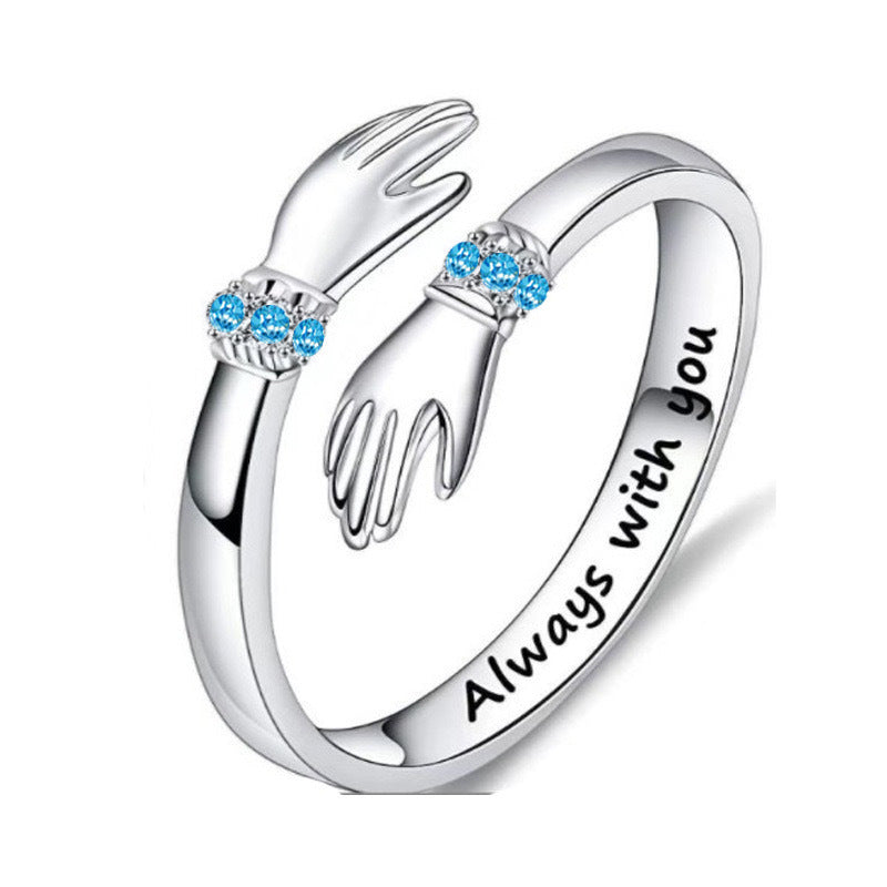 Hug Diamond-studded Ring With Both Hands