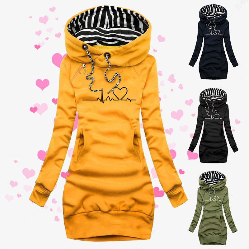 Heart Printed Pullover Hoodie