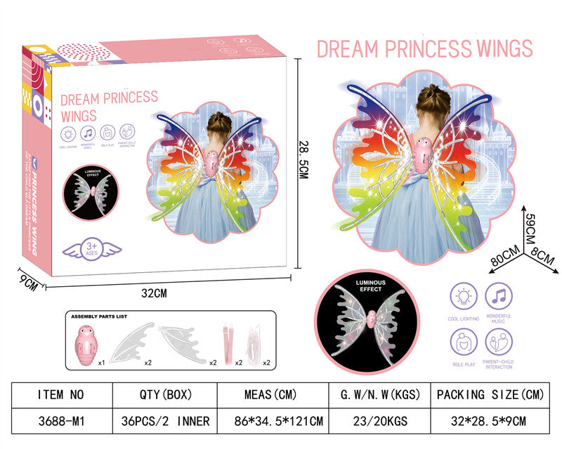 Glowing Fairy Princess Wings with Auto Swing and Music