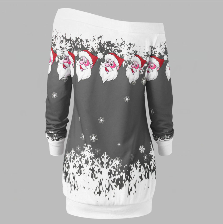 One-shoulder Santa Claus sweater