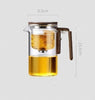 One Click Magnetic Glass Teapot with Wooden Handle and Dual Infusers