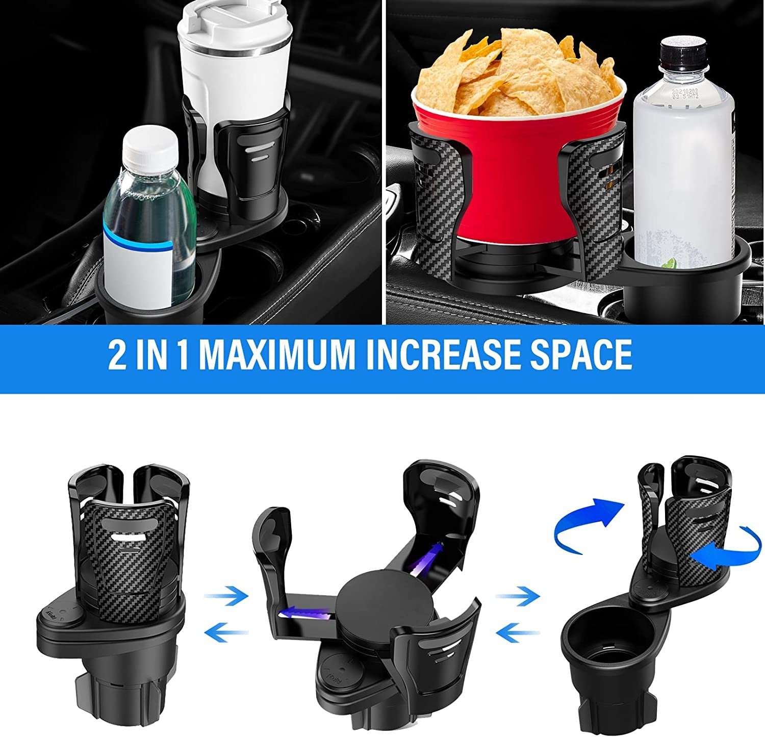 2-in-1 360° Rotatable Car Cup Holder & Organiser