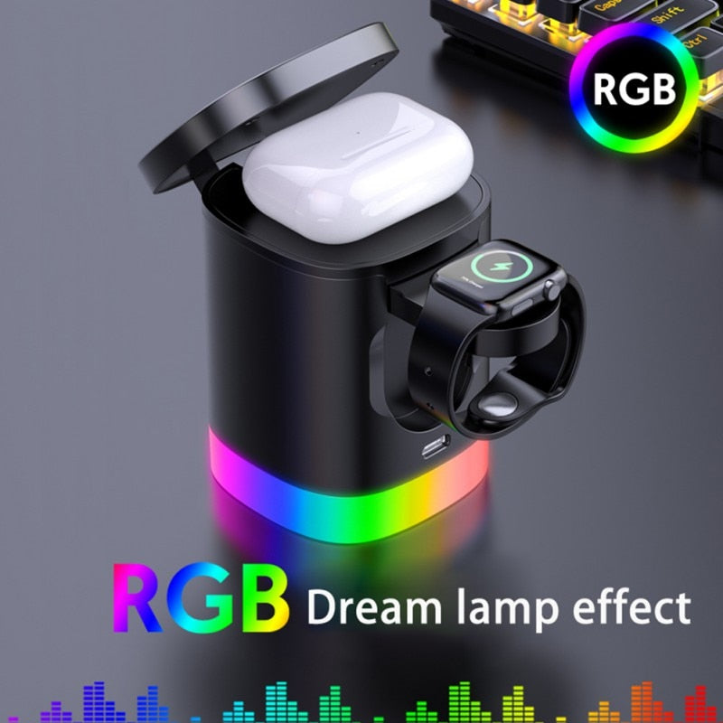 Magnetic 3-in-1 Charging Cube with RGB Ambient Light