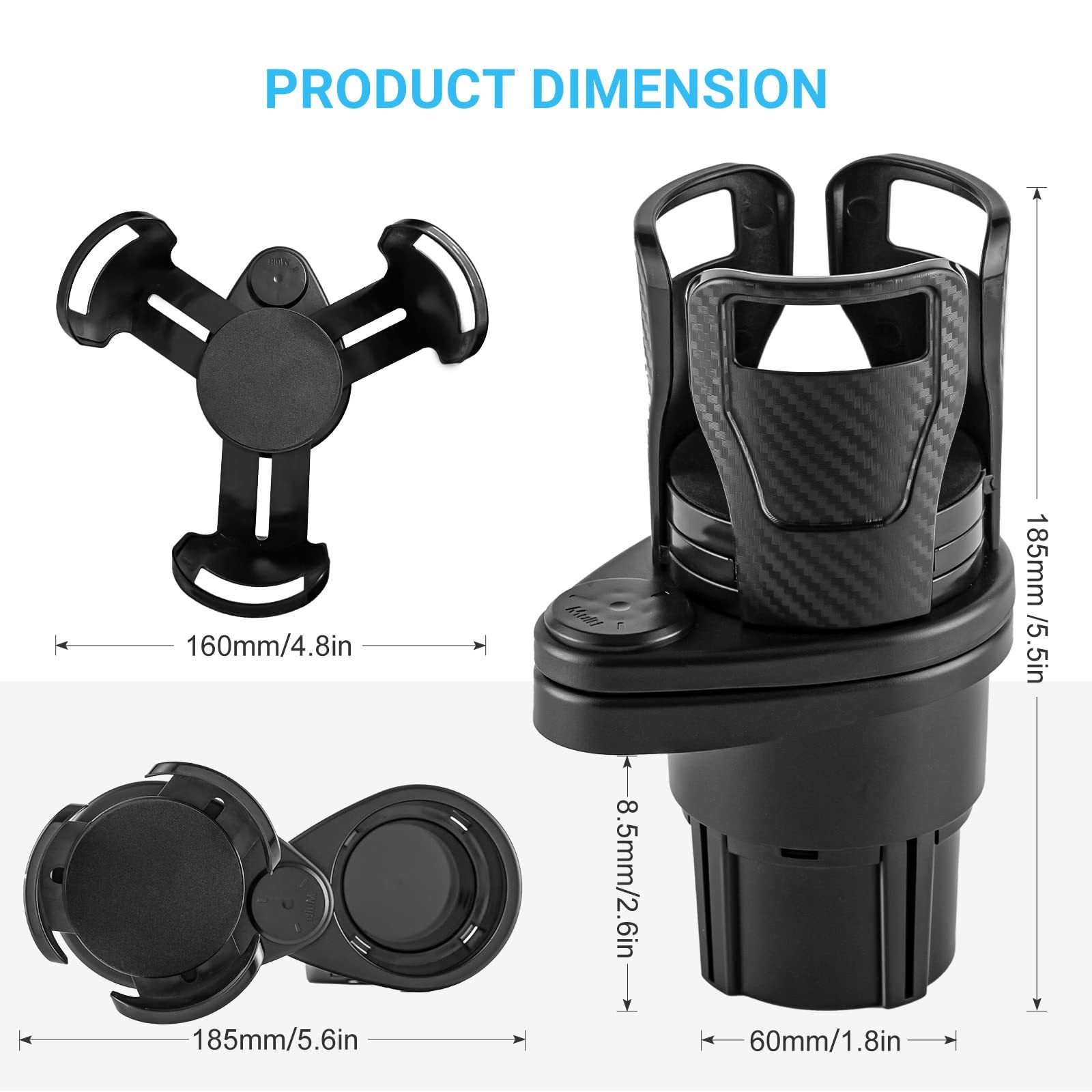 2-in-1 360° Rotatable Car Cup Holder & Organiser