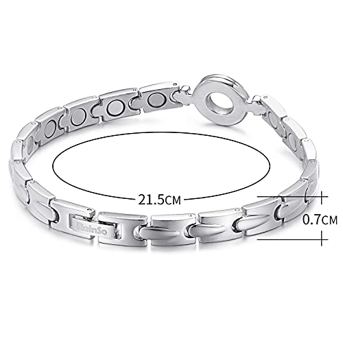 RainSo Womens Elegant Titanium Steel Health Magnetic Therapy Bracelets Pain Relief for Arthritis Adjustable (Silver) -  Magnetic Simplicity