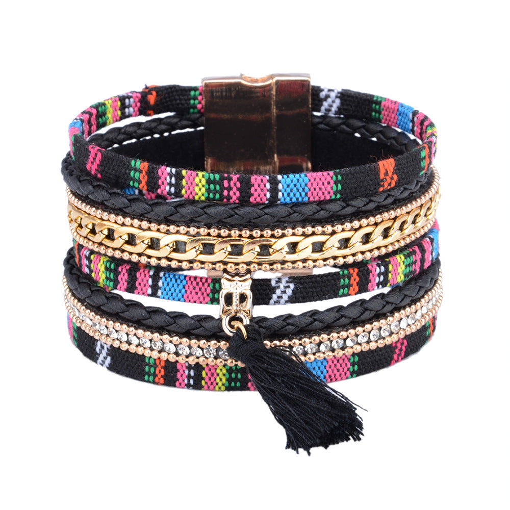 multi-layer tassel magnetic buckle bracelet -  Magnetic Simplicity