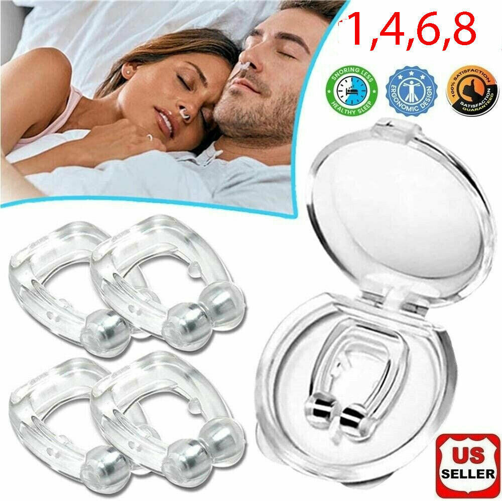 Silicone Magnetic Anti Snore Stop Snoring Nose Clip Sleep Tray Sleeping Aid Apnea Guard Night Device with Case Anti Ronco 1/4PCS -  Magnetic Simplicity