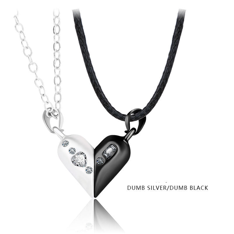 Love Couple Necklace Pair Of Magnet Stone Rotating Necklaces -  Magnetic Simplicity