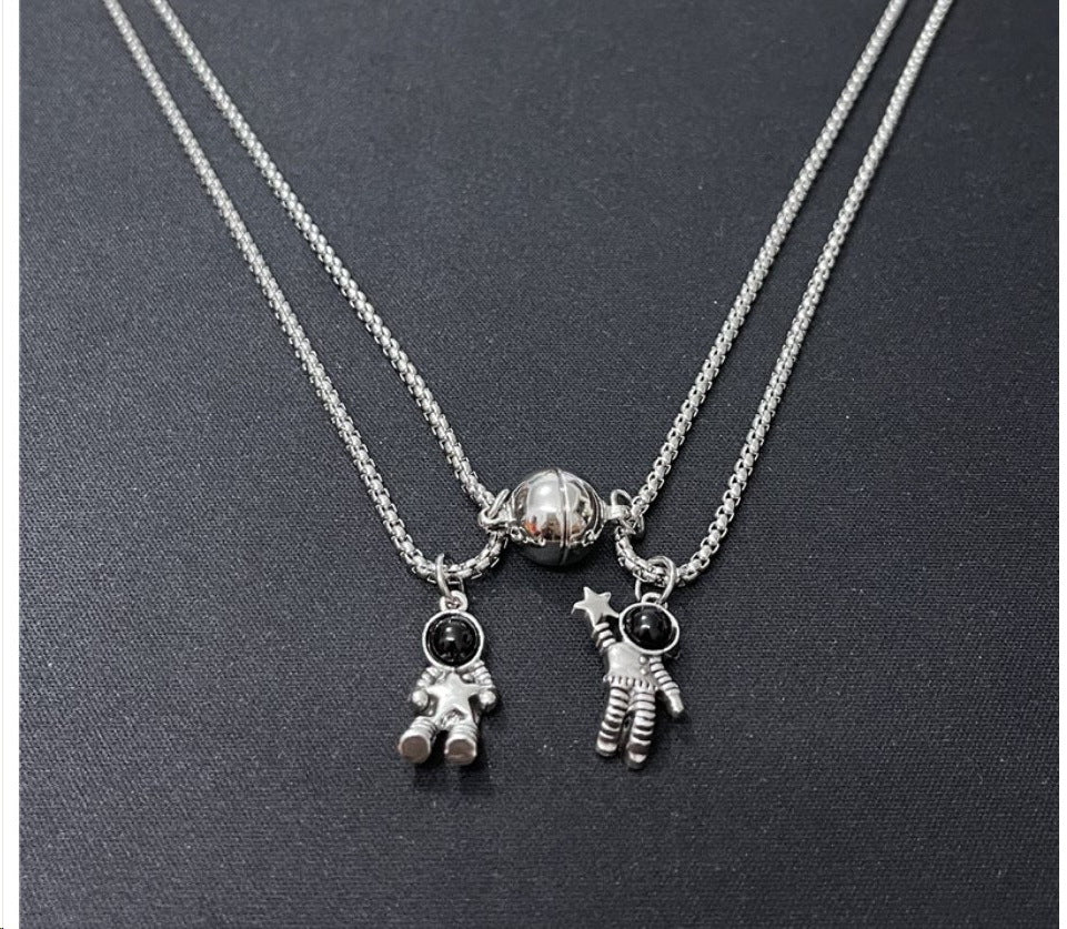 Couple Necklace Magnet Suction Female Clavicle Chain Commemorative Light Luxury Niche Pendant -  Magnetic Simplicity
