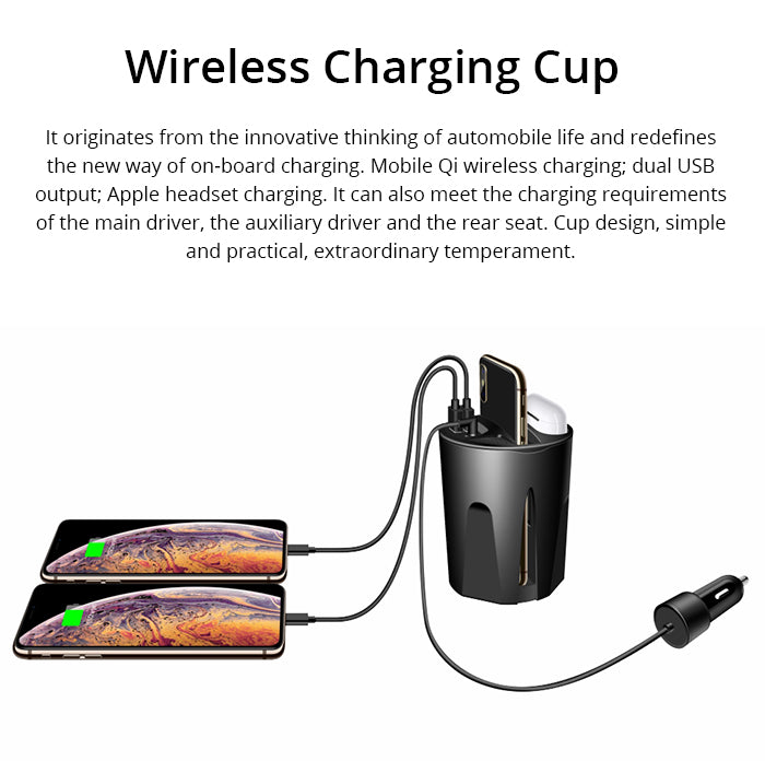 Cup Holder Car Charger For Phone And Ear Buds -  Magnetic Simplicity