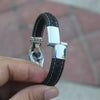 Stainless Steel Magnetic Buckle Leather Bracelet For Lovers