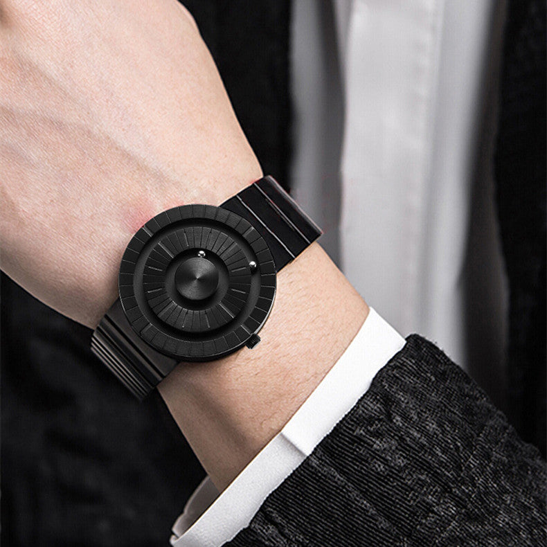 Reloj magnético con correa de acero inoxidable para deportes creativos a la moda para hombre